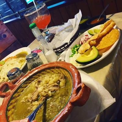 Freshly made pozole verde. Tons of pork and hominy- DELICIOSO.