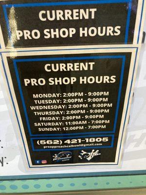 As of April 2022 their current business hours.