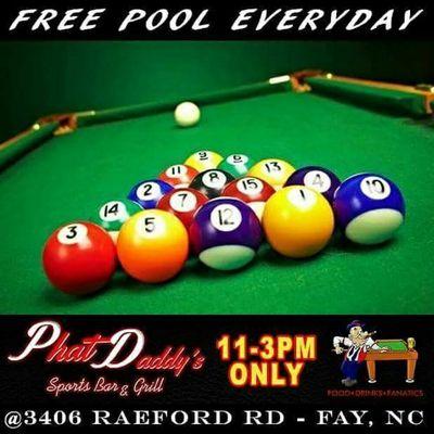 Free Pool Everyday 11am-3pm