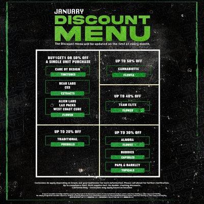 JANUARY DISCOUNT MENU