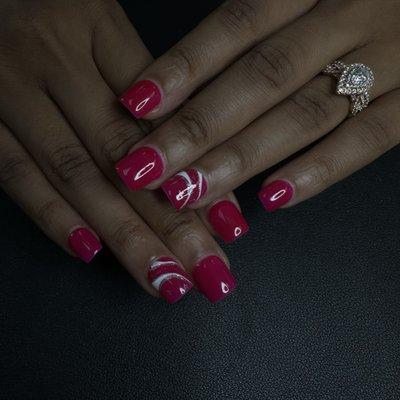 Hot pink & design at LT nails and spa 239-931-6245