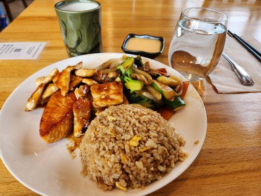 Chicken and salmon with fried rice was absolutely delicious!!