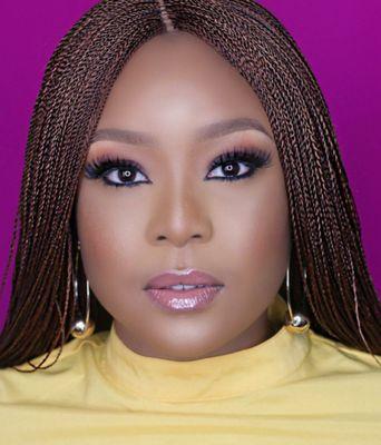 Soft party glam flawless make  over with African twist million braids lace wig