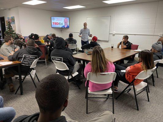 The team gathered for Grant's Ted Talk.