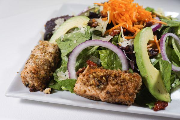 Pecan Crusted Salmon Salad