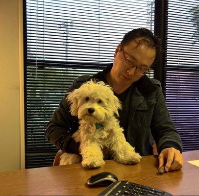 Our Director with the Employee of the Month. So...who is the Director and who is the Employee of the Month?