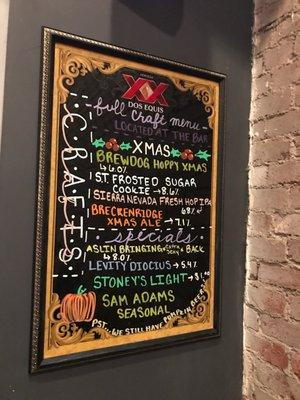 Craft beer menu.