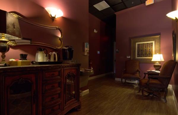 We offer Organic Tea and Coffe, and have Ionic Foot Detoxing in this area of the spa.