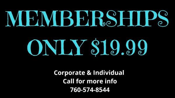 Corporate and Individual memberships Available!