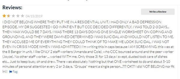 Another Review of them abusing a patient and trying to brain wash them.