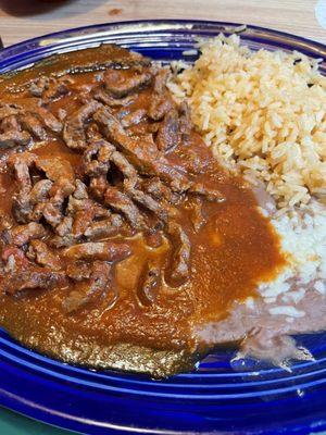 Chili Colorado w/beans and rice