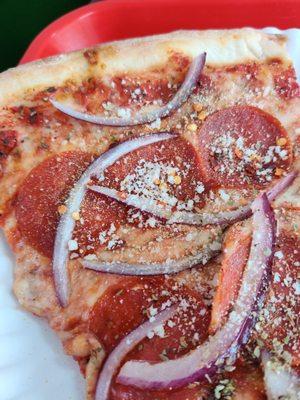 Pepperoni and onion slice