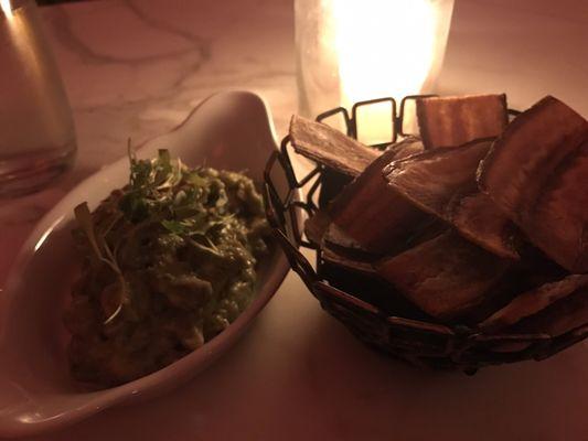 The guacamole and plantain chips - yum!