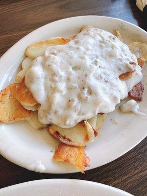 Potatoes and sausage gravy.