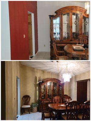 Dining room before and after