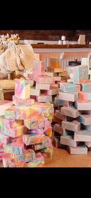 Our beautiful selection of handmade soap bars.