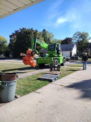 Rolling out their equipment.