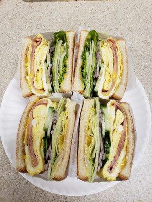 Ham and egg sandwich with veggies!