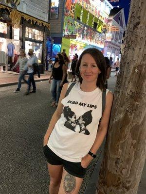 On commercial street in my proud dyke shirt