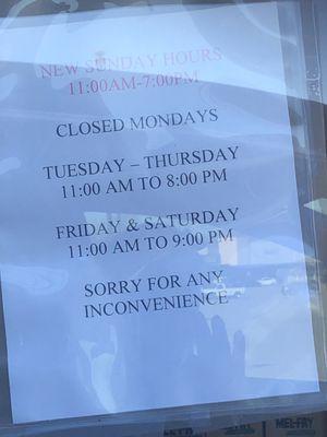 New Hours