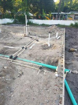 New house underground drainage and water systems