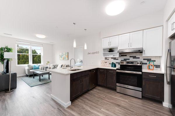 Open concept breakfast bar kitchen