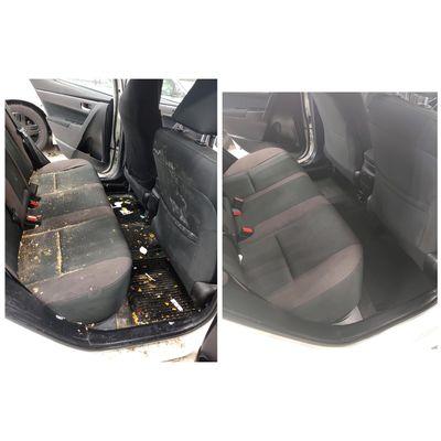 Before and after of a Toyota Corolla kids got the best of!