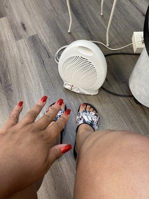 Full-set with gel polish and pedicure with regular polish