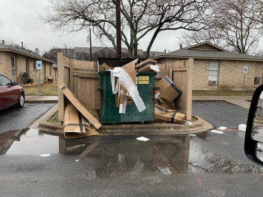 After the delivery drives were told to take their trash with them by management, they left this mess.