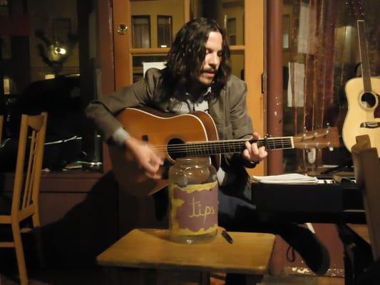 Jason Mulvaney performing at "The Lindy LaFontaine Sessions" at Bazaar Cafe.