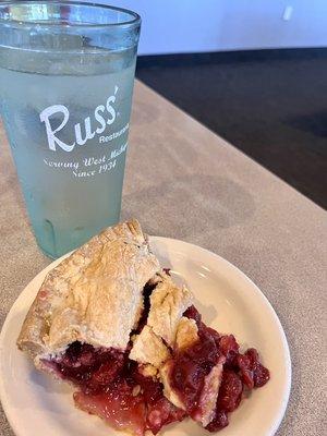 Cherry pie and glass of water - Russ' on Alpine Avenue