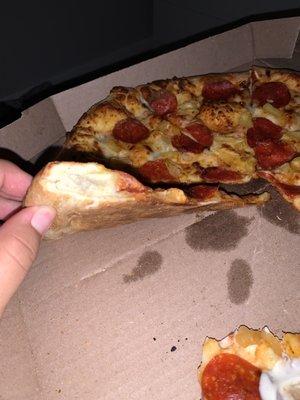 Dry paper thin pizza