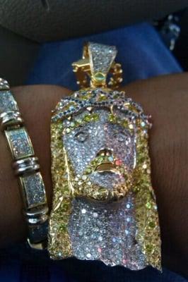 Another pix of the Jesus piece and bracelet.