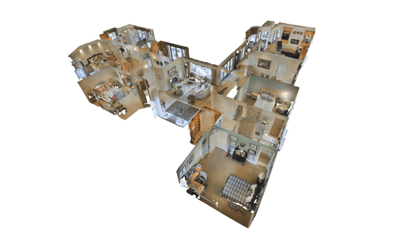 3 dimensional dollhouse view of multiple floors