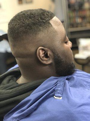 Bald fade and beard taper