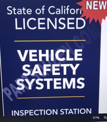 This shop offers the new Vehicle safety systems inspections for California and Dmv