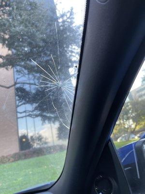 Windshield damage.