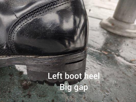 Left boot heel gap