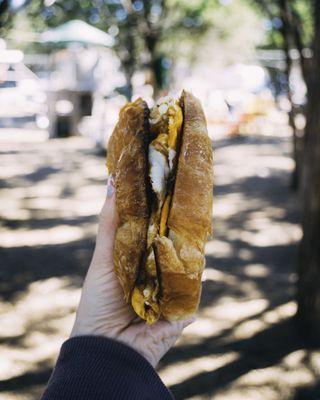 Egg and cheese croissant. I ask for mine with pimento cheese as well. Love that spice