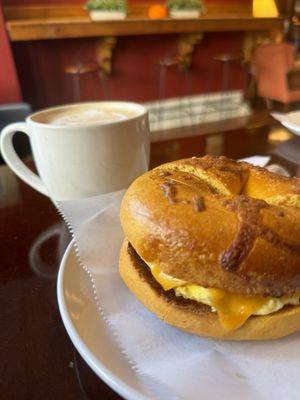 White chocolate mocha. Asiago bagel with egg and cheese.