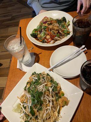 Chicken Stir Fry and Shrimp Pad Thai