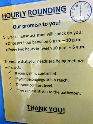 This promise isn't honored. Seems like a waste of paper to adorn the walls of the rooms.