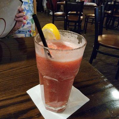 Strawberry Margarita. Not in a traditional Margarita glass.