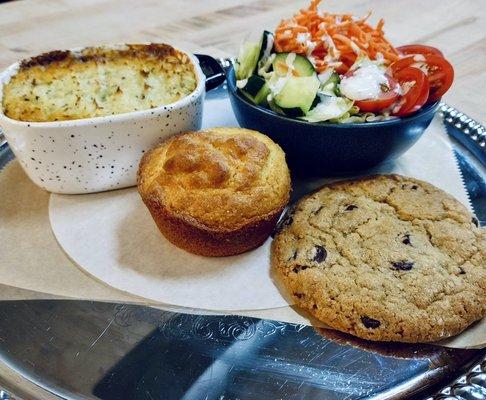 Special- Shepherd's Pie with Side Salad, Corn Muffin, and choice of cookie