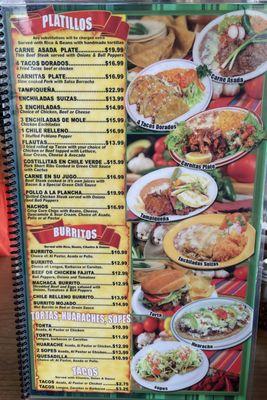 Menu: Plates, Burritos, Tortas, and Tacos.