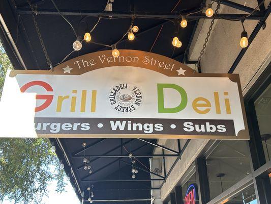 The Vernon Street Grill and Deli street sign