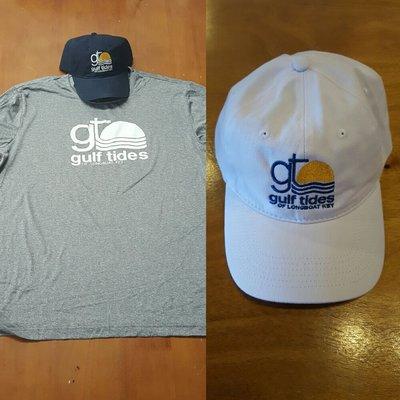 Gulf Tides of Longboat Key - screenprinted shirts and embroidered hats.