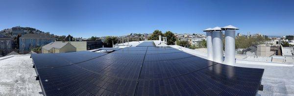 Panoramic photo of our rooftop solar array.