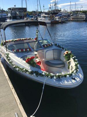 Beautiful decorations for a proposal on one of the boats!!!