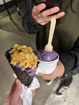 Ube brownie ice cream scoop